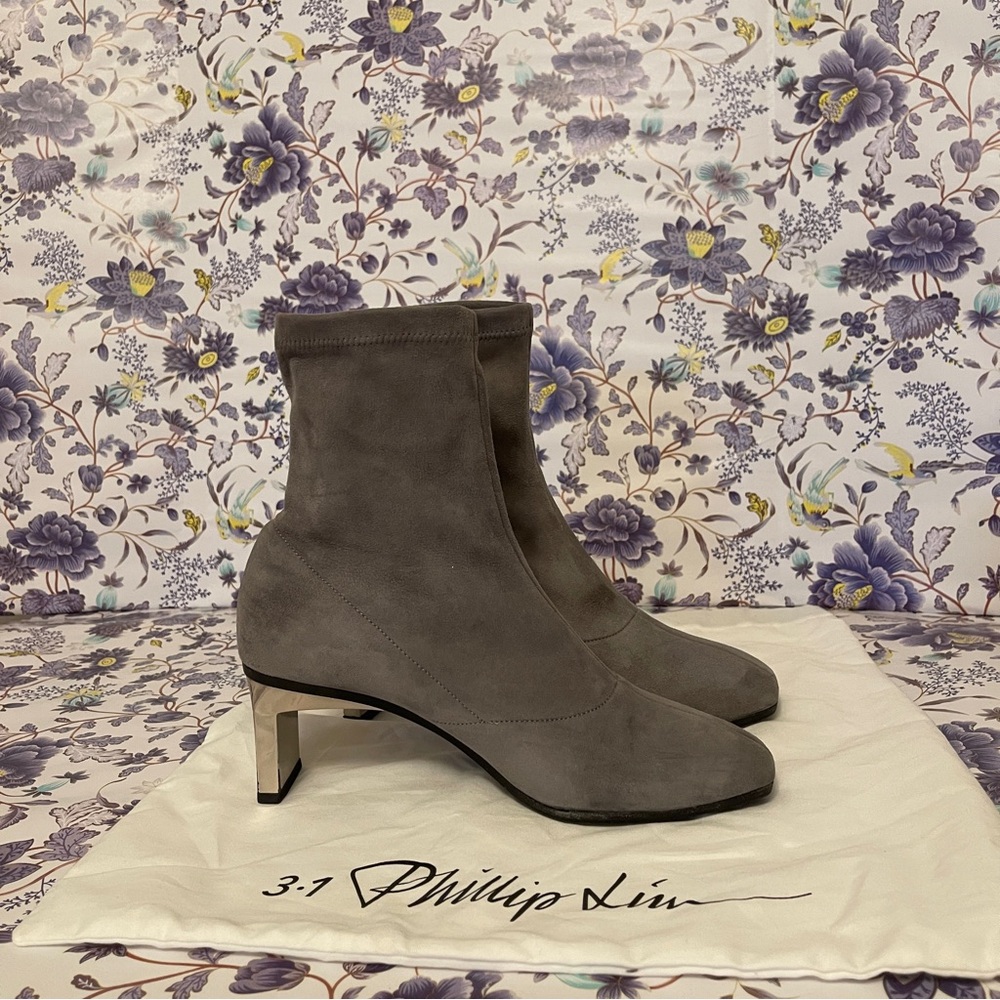 3.1 Phillip Lim Suede Gray Heeled Boots